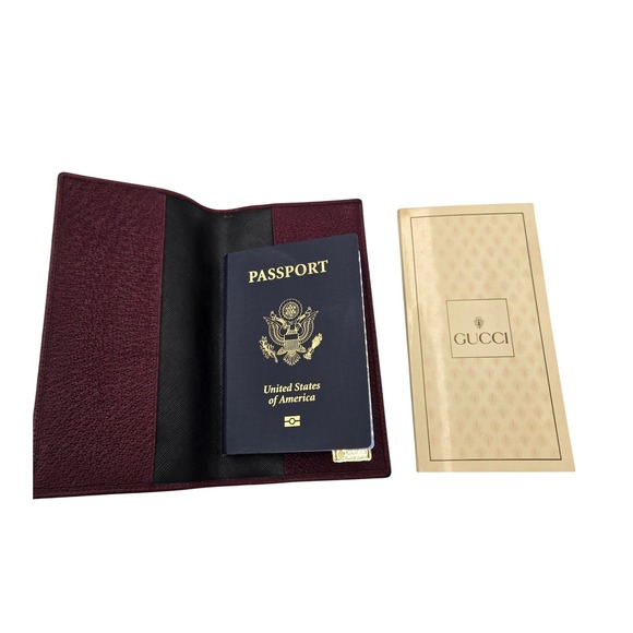 Gucci Other - Gucci Burgundy Pebbled Leather Passport Holder & Address Book
